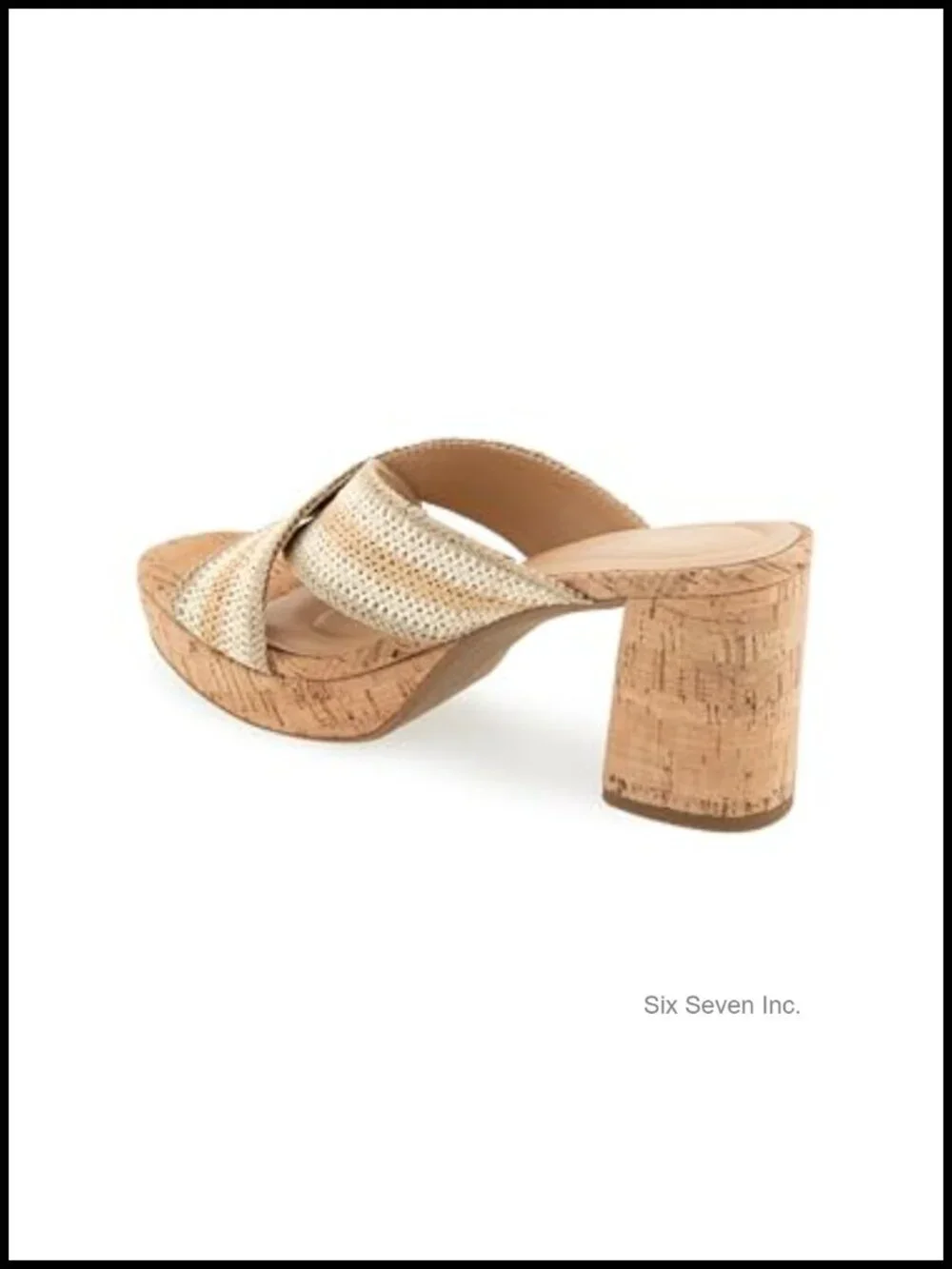 Woven Platform Block Heel Mule Open Toe Padded Footbed